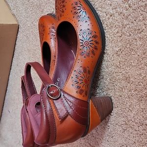 L'Artiste Spring Step Charliza Mary Jane Platform Shoes Size 41 Brown/Blue